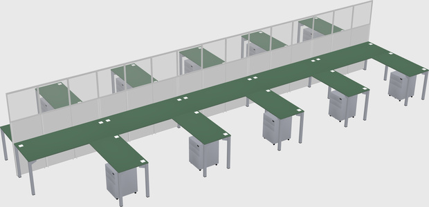 Shared l-shape cubicle