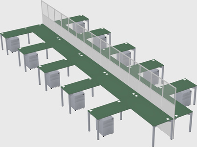 Shared l-shape cubicle