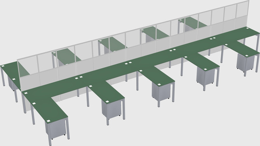 Shared l-shape cubicle