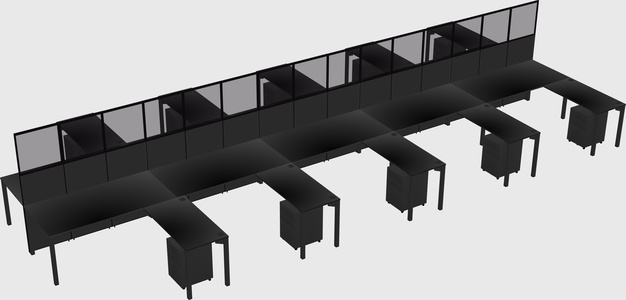 Shared l-shape cubicle