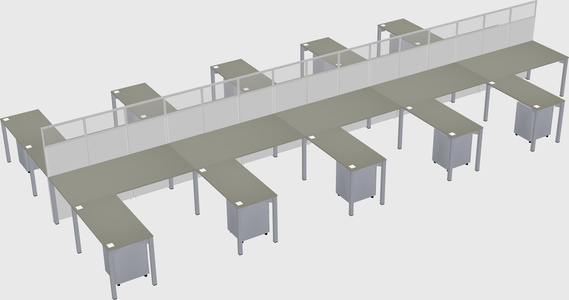 Shared l-shape cubicle