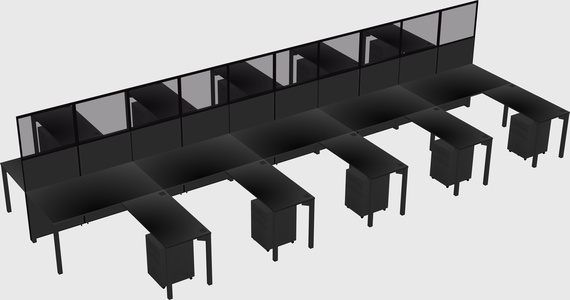 Shared l-shape cubicle