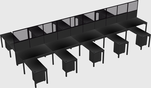 Shared l-shape cubicle