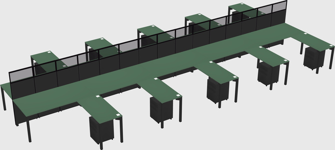 Shared l-shape cubicle