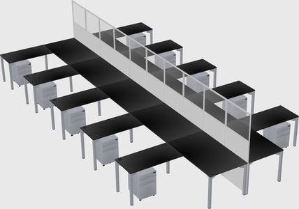 Shared l-shape cubicle