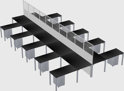 Shared l-shape cubicle