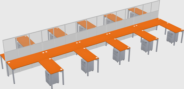 Shared l-shape cubicle