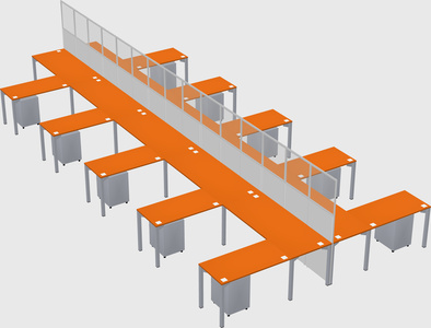 Shared l-shape cubicle