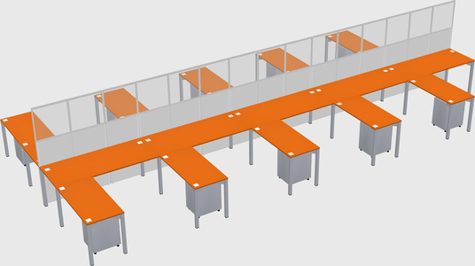 Shared l-shape cubicle