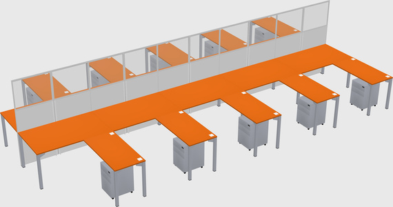 Shared l-shape cubicle