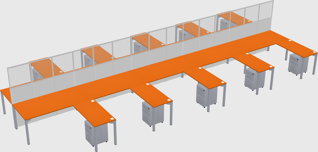 Shared l-shape cubicle
