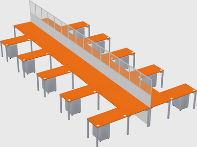 Shared l-shape cubicle