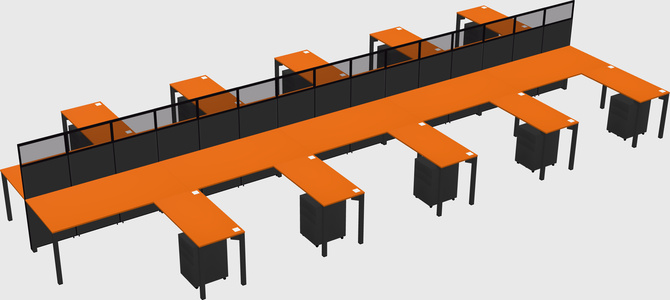 Shared l-shape cubicle