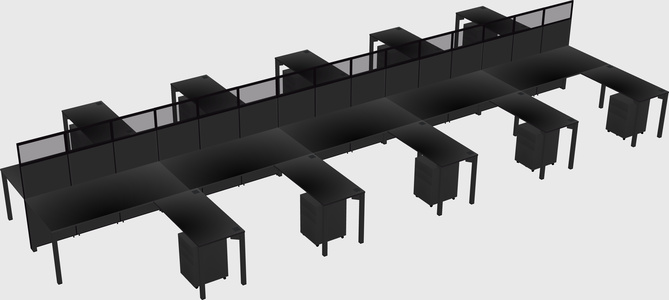 Shared l-shape cubicle