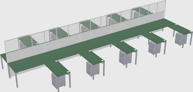 Shared l-shape cubicle