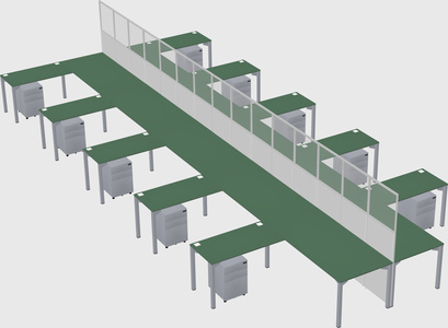 Shared l-shape cubicle