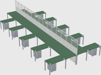 Shared l-shape cubicle
