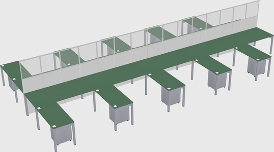Shared l-shape cubicle
