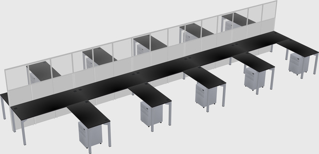Shared l-shape cubicle