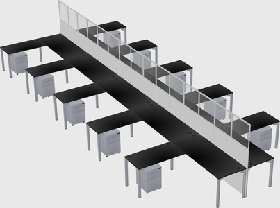 Shared l-shape cubicle