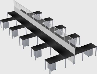 Shared l-shape cubicle
