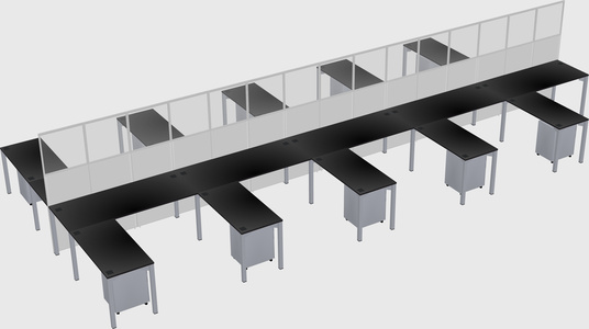 Shared l-shape cubicle