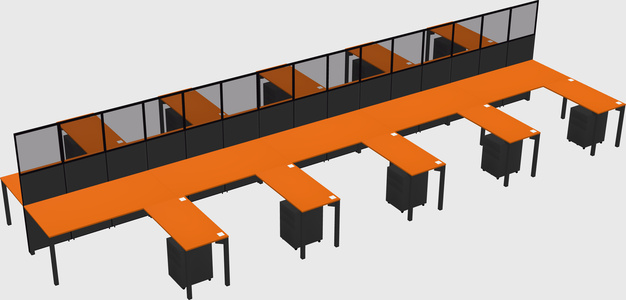 Shared l-shape cubicle