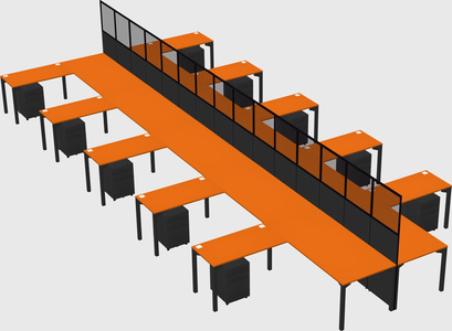 Shared l-shape cubicle