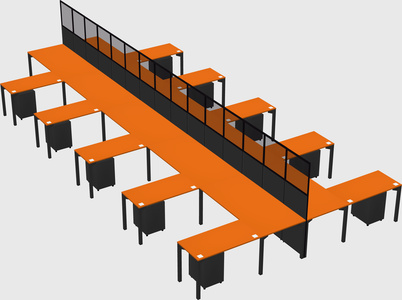 Shared l-shape cubicle