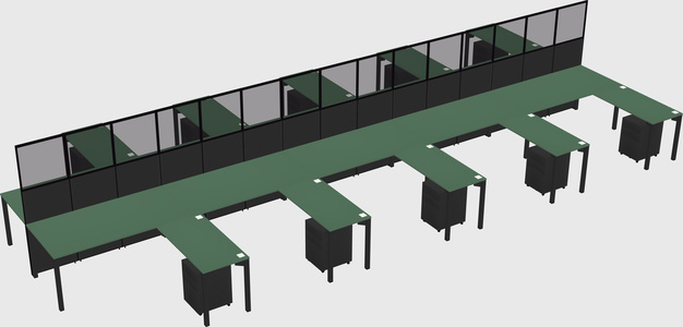 Shared l-shape cubicle