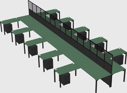Shared l-shape cubicle