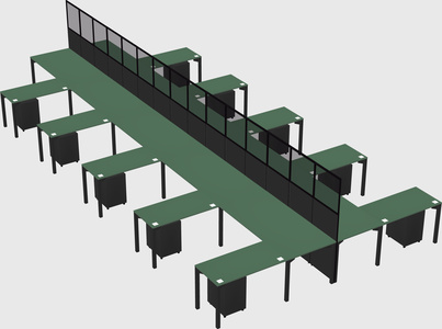 Shared l-shape cubicle