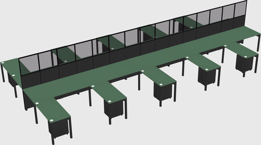 Shared l-shape cubicle