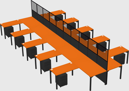Shared l-shape cubicle