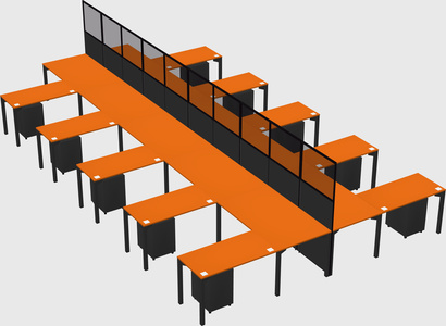 Shared l-shape cubicle