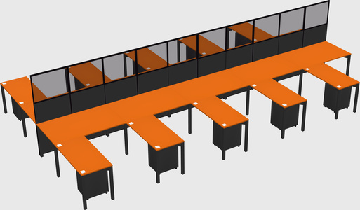 Shared l-shape cubicle