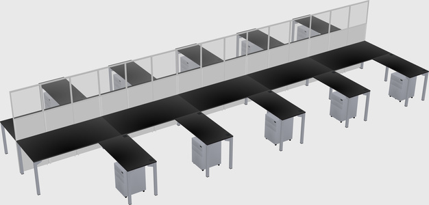 Shared l-shape cubicle