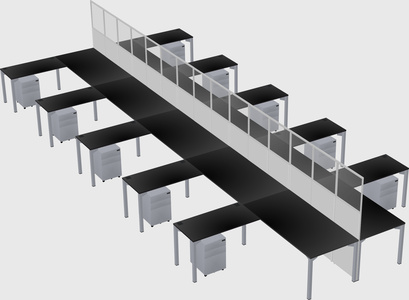 Shared l-shape cubicle