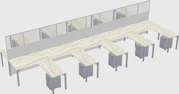 Shared l-shape cubicle