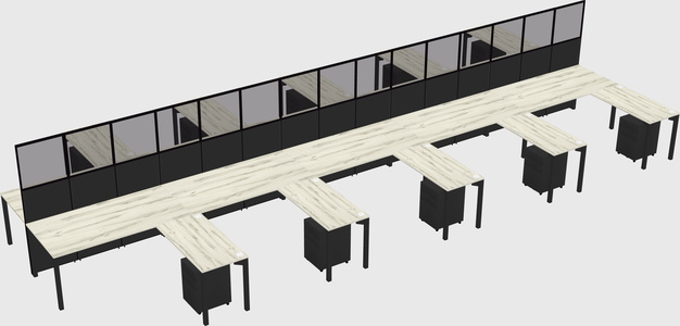 Shared l-shape cubicle