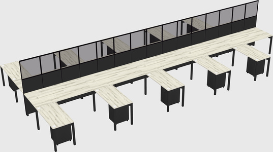 Shared l-shape cubicle