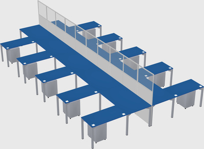 Shared l-shape cubicle
