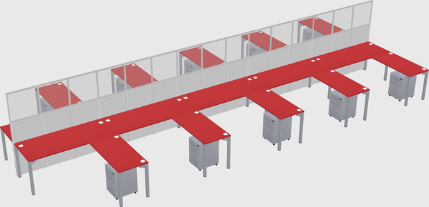 Shared l-shape cubicle