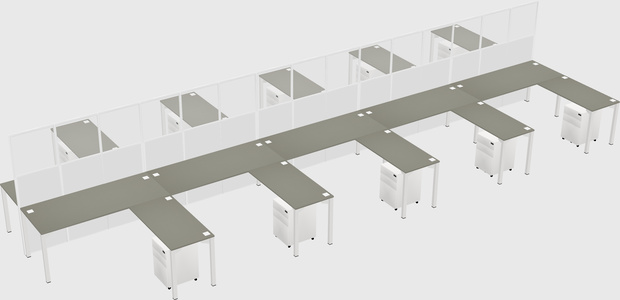 Shared l-shape cubicle