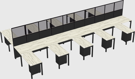 Shared l-shape cubicle