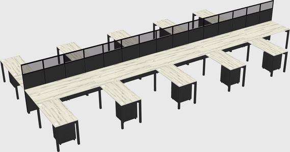 Shared l-shape cubicle