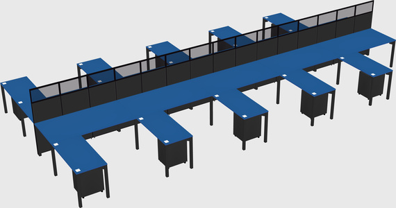 Shared l-shape cubicle