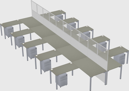 Shared l-shape cubicle