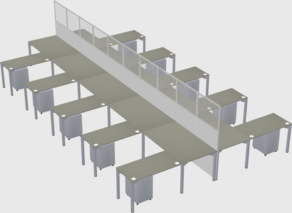 Shared l-shape cubicle