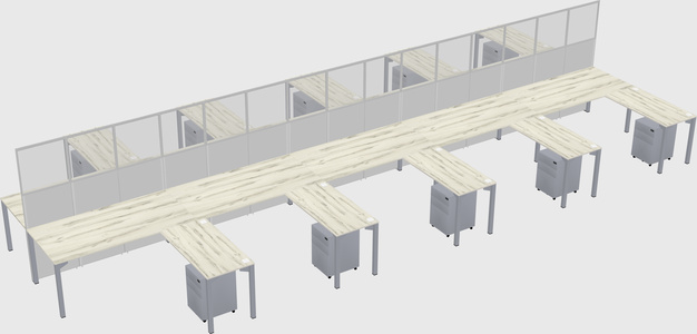 Shared l-shape cubicle
